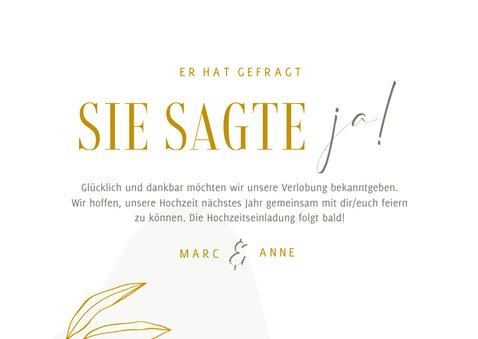 Verlobungskarte 'Sie sagte ja!' elegant & abstrakt 3