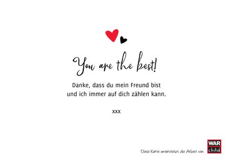 War Child - Dankeskarte Thank you mit Herzchen 3