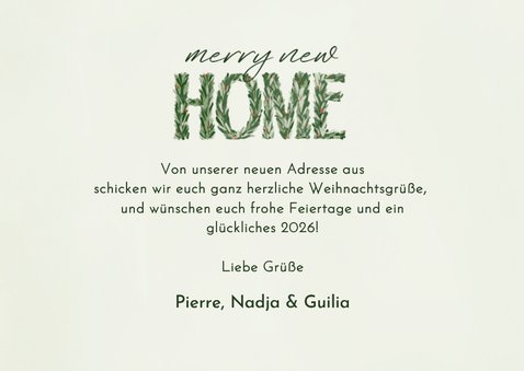 Weihnachtliche Umzugskarte Tannenzweige 'Happy New Home'  3
