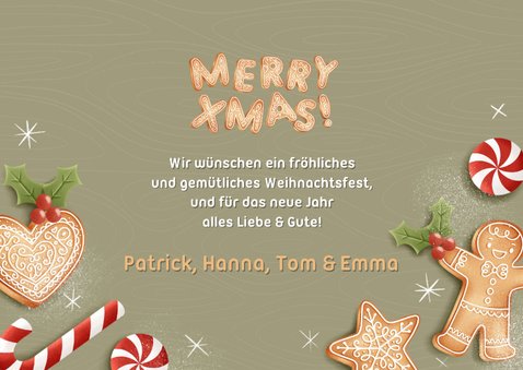 Weihnachtsgrüße Schriftzug 'Merry Xmas' aus Plätzchen 3