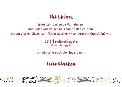 Weihnachtsgutscheinkarte Typografie Geschenk 'Dieses Jahr' 3