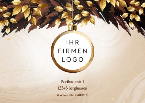 Weihnachtskarte 2026 Folienballons brauner Zweig Logo 2