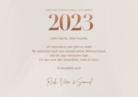 Weihnachtskarte eigene Fotos Jahreszahl Kupfer 3
