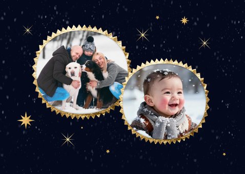 Weihnachtskarte Eisbär im Schnee Foto Sterne Nachthimmel 2