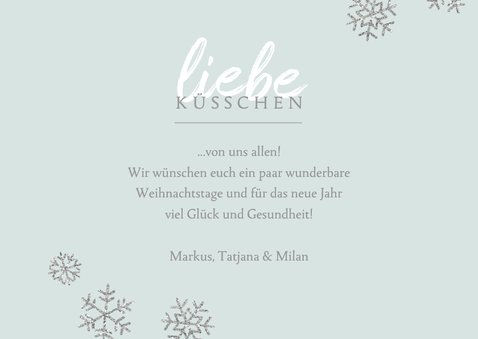 Weihnachtskarte Foto 'liebe Küsschen' blau 3