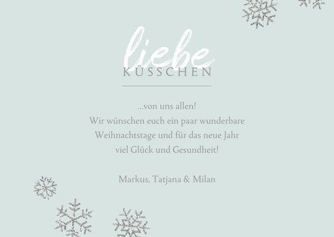 Weihnachtskarte Foto 'liebe Küsschen' blau 3