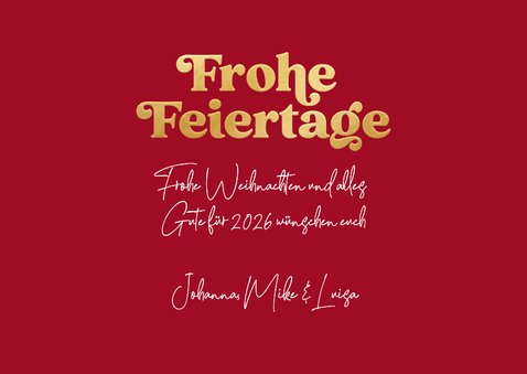 Weihnachtskarte Fotocollage 8 Fotos rot und gold 3