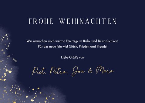 Weihnachtskarte Fotocollage Dunkelblau Goldsprenkel 3