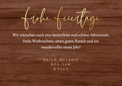 Weihnachtskarte Fotocollage Lichterkette auf Holz 3