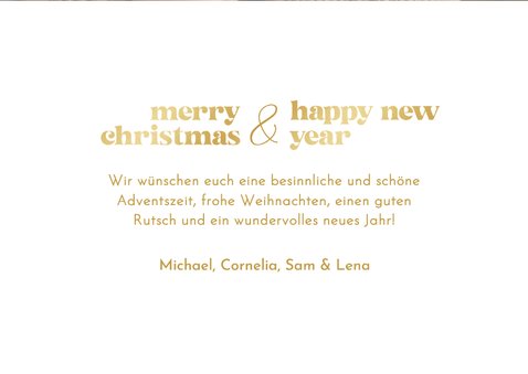 Weihnachtskarte Fotokollage schlicht weiß gold 3