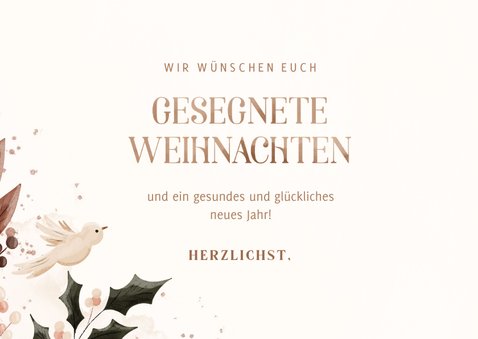 Weihnachtskarte 'Glaube, Hoffnung, Liebe' mit Tauben 3