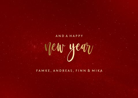 Weihnachtskarte in Rot mit Fotos und Goldschrift 3