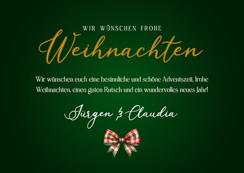 Weihnachtskarte Kranz mit Schleife kariert und Foto 3