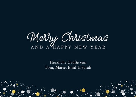 Weihnachtskarte mit großem Foto und Tupfen weißgold 3