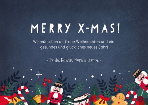 Weihnachtskarte mit weihnachtlichen Illustrationen 3