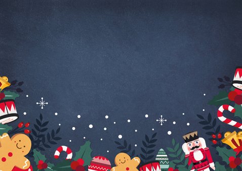 Weihnachtskarte mit weihnachtlichen Illustrationen Rückseite