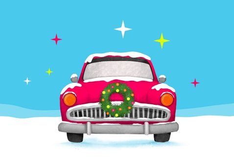 Weihnachtskarte Oldtimer 'Guten Rutsch' Allianz Direct 2