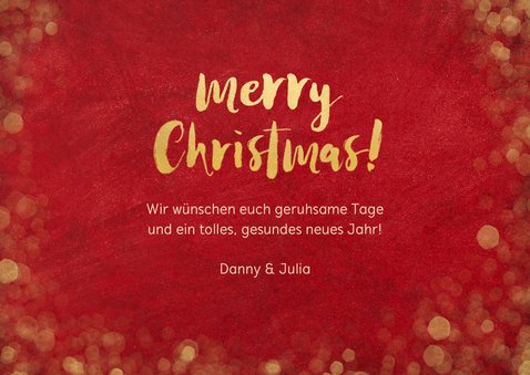 Weihnachtskarte rot mit Foto und Goldschrift 3