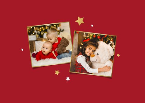 Weihnachtskarte rot mit Fotocollage 2