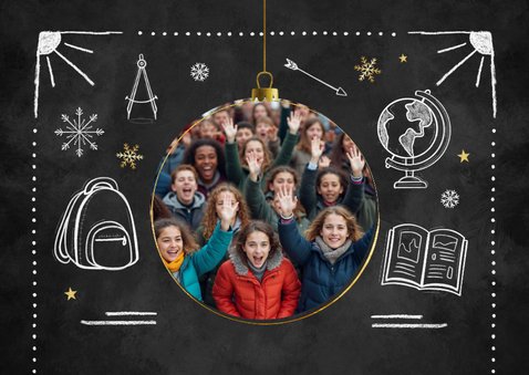 Weihnachtskarte Schultafel Kreidezeichnungen 2