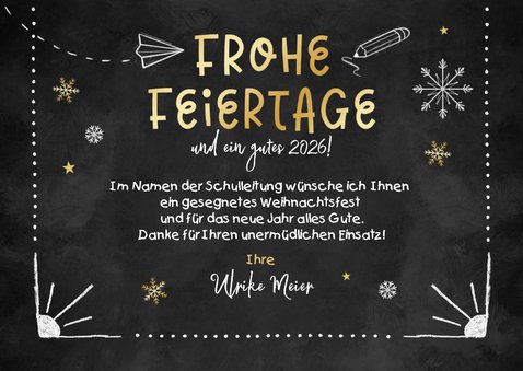 Weihnachtskarte Schultafel Kreidezeichnungen 3