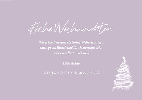 Weihnachtskarte Violett mit Foto und Tannenbaum  3