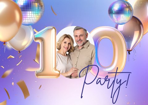 Zusammen feiern 100 Fotokarte Doppelparty Luftballons 2