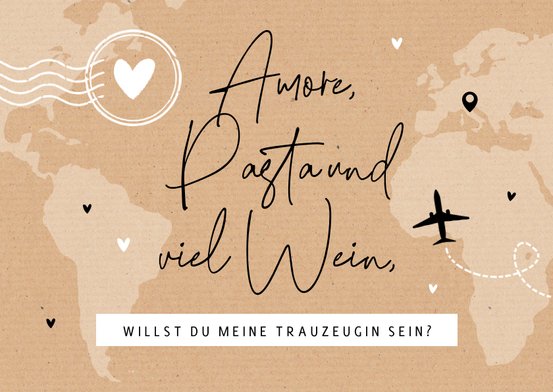 Menükarte Hochzeit Kraftpapier Weltreise Send a Smile