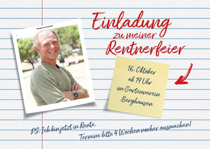 Einladung Zur Verabschiedung In Den Ruhestand