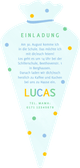 Einschulungskarte blau Schultüte Foto & Konfetti Rückseite