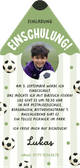 Foto-Einladung Einschulungstag Bleistift Fußball Rückseite