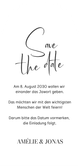 Save the Date Bogenkarte Wasserfarbe Grau Gold Rückseite