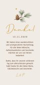 Dankeskarte Winterhochzeit Fotocollage Herzen Tannenzweige Rückseite