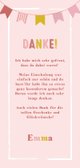Dankeskarte zur Einschulung mit rosa Wimpelkette Rückseite