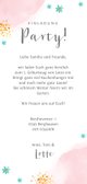 Einladung 5. Kindergeburtstag Torte und Blumen Rückseite