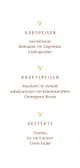 Menükarte Hochzeit Goldschrift auf Holz Rückseite
