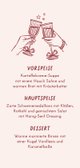 Menükarte Weihnachtsessen Doodles rosa Rückseite