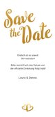 Save-the-Date-Karte zur Hochzeit Buchstaben in Goldlook Rückseite