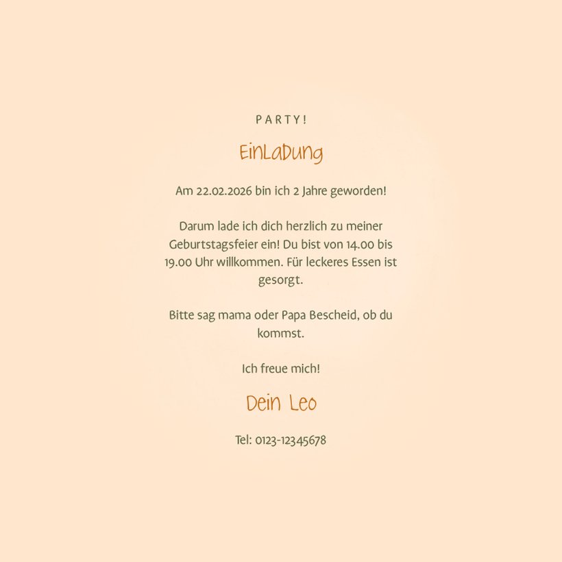 2. Kindergeburtstag Einladung süßer Löwe und | Send a Smile