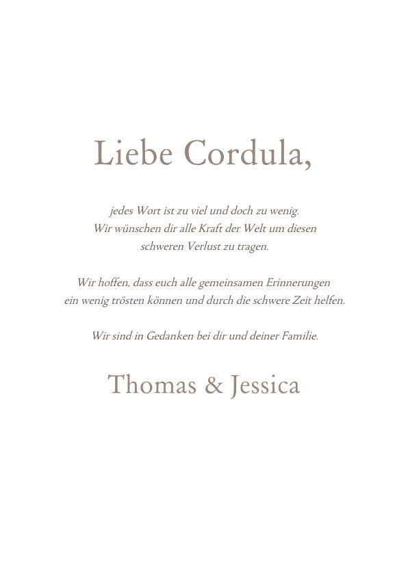 Beileidskarte schlicht mit Kreuz Send a Smile