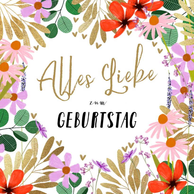 Blumenkarte Herz Geburtstagswünsche Send a Smile
