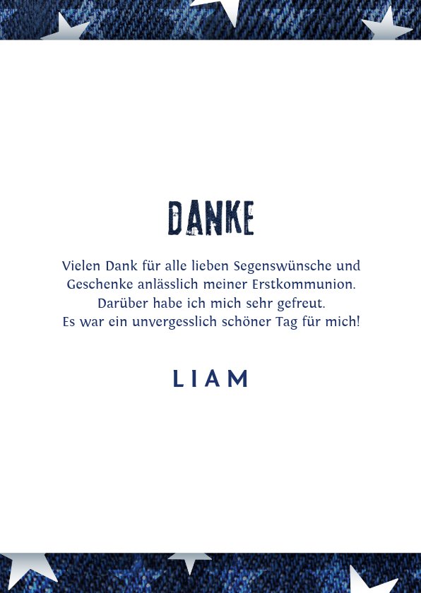 Danksagung Kommunion Foto und Sterne auf Send a Smile