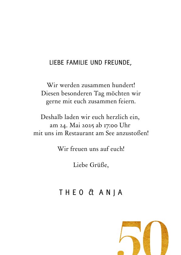 Einladung Doppelgeburtstag 50 Jahre mit Send a Smile