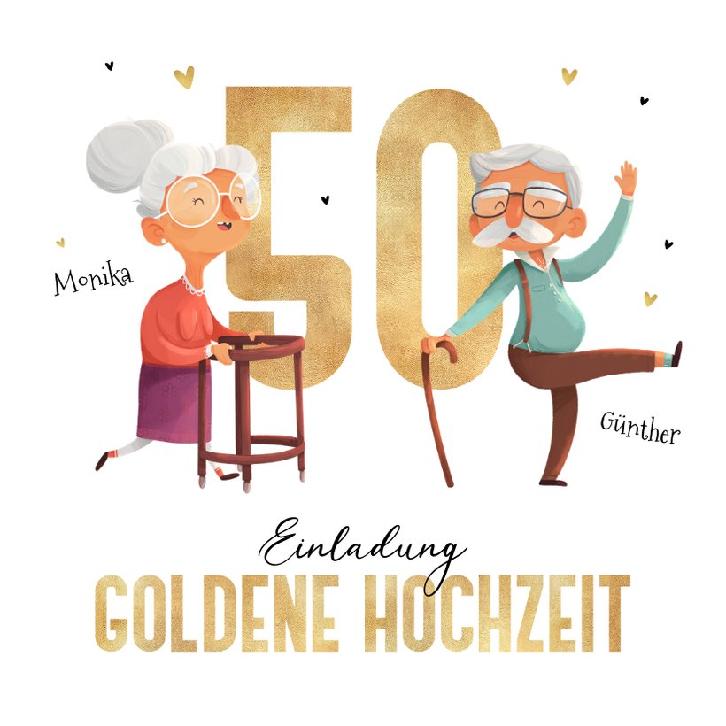 Einladung Goldene Hochzeit lustig Send a Smile