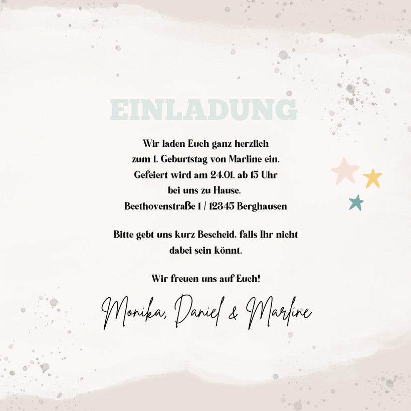 Einladung zum 1. Geburtstag mit niedlichem Send a Smile
