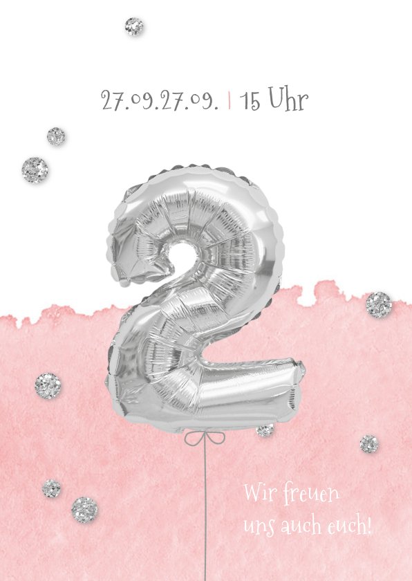 Einladung zum 2. Geburtstag mit Foto und Send a Smile
