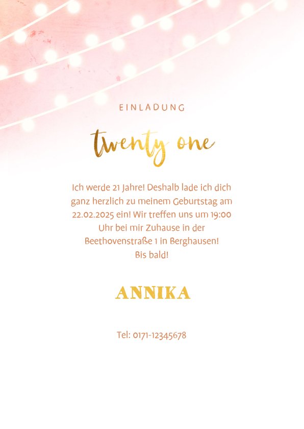 Einladung zum 21. Geburtstag mit Foto Send a Smile