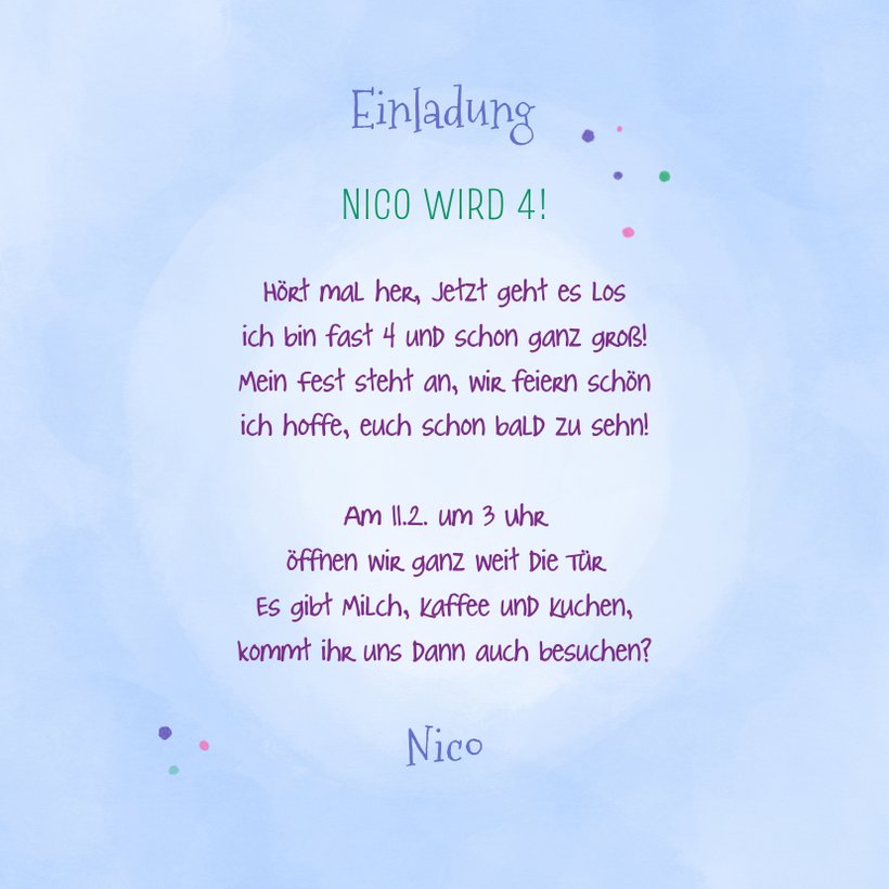 Einladung zum 4. Geburtstag kleiner Dino | Send a Smile