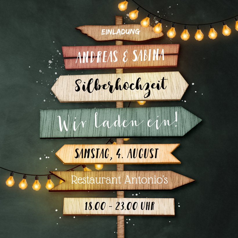 Einladung zum Hochzeitstag Wegweiser Send a Smile