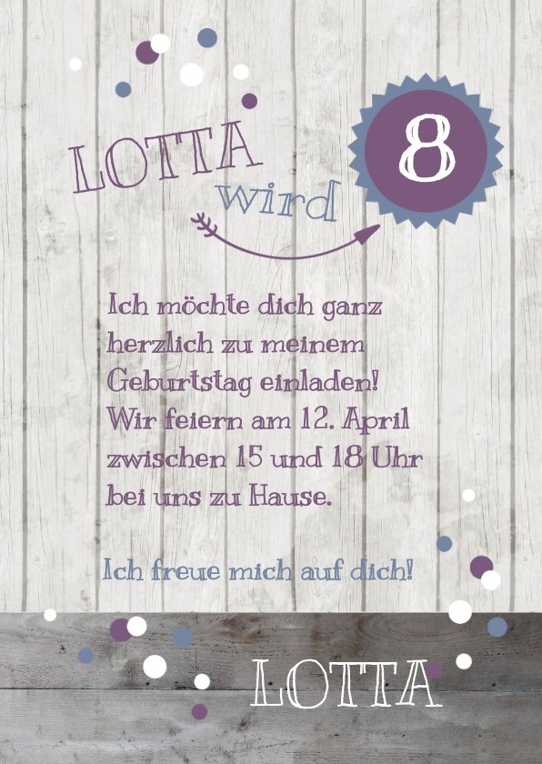 Einladung zum Kindergeburtstag Violet& Blue Send a Smile